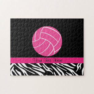 Personalisiertes rosa Volleyball-Puzzlespiel Puzzle