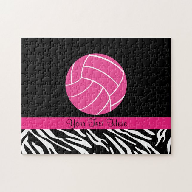 Personalisiertes rosa Volleyball-Puzzlespiel Puzzle (Horizontal)