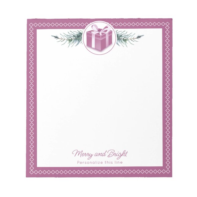Personalisiertes rosa Weihnachtsgeschenk Notizblock (Vorderseite)