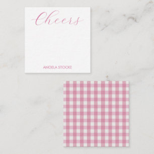 Personalisiertes Rosa Weiß Gingham Mitteilungskarte