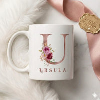 Personalisiertes Roségold-Blumen-Initial U Monogra