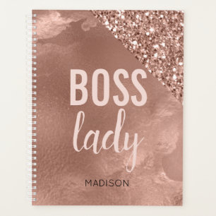 Personalisiertes Roségold-Glitter   Pink Boss Lady Planer