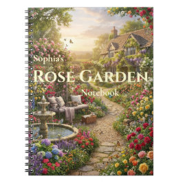 Personalisiertes Rosen-Garten-Spiral-Notizbuch Notizblock