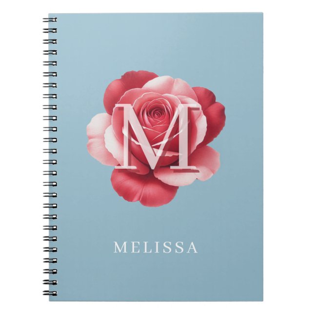 Personalisiertes Rosen-Initial-Notizbuch | Moderne Notizblock (Vorderseite)