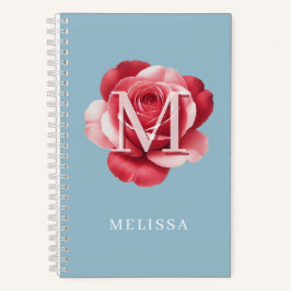 Personalisiertes Rosen-Initial-Notizbuch | Moderne Notizbuch