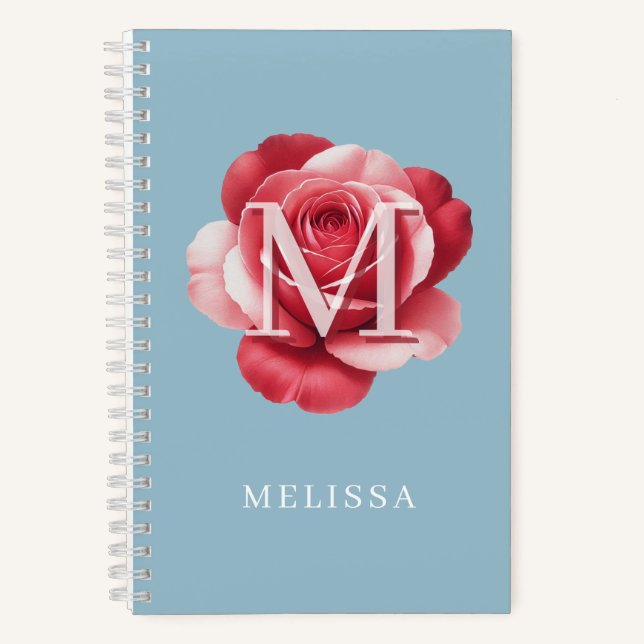 Personalisiertes Rosen-Initial-Notizbuch | Moderne Notizbuch (Vorderseite)