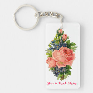 Personalisiertes Rosen- und Veilchen-Schlüsselanhä Schlüsselanhänger