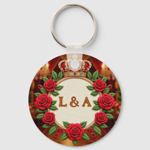 🌹 Personalisiertes Rosenmonogramm Initial Dekor f Schlüsselanhänger