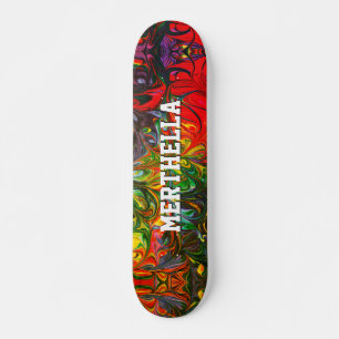 Personalisiertes Rot Abstrakt Skateboard