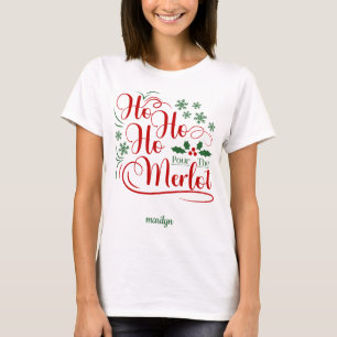 Personalisiertes Rot & Grün Ho Ho Ho Gieß den Merl T-Shirt