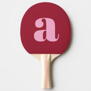 Personalisiertes Rot Pink Monogramm Preppy Initial Tischtennis Schläger