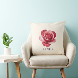 Personalisiertes Rot-Rosen-Wurfkissen Elegant Kissen