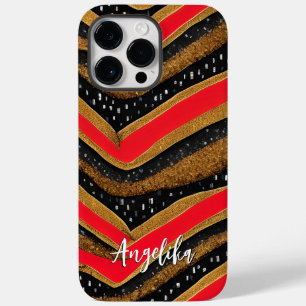 Personalisiertes Rot und Gold Abstrakt Minimalisti Case-Mate iPhone 14 Pro Max Hülle