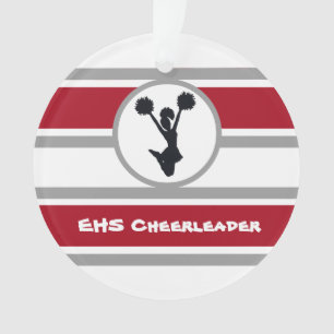 Personalisiertes Rot und Silberner Cheerleader Orn Ornament