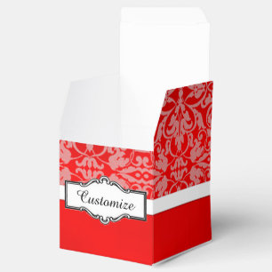 Personalisiertes Rot und Weiß Damask Cube Fevor Bo Geschenkschachtel