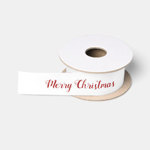 Personalisiertes Rot-Weiß-Frohe-Weihnachten-Skript Satinband