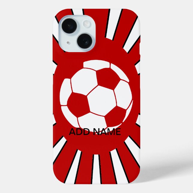Personalisiertes Rot-Weiß-Fußball-Design Case-Mate iPhone Hülle (Rückseite)