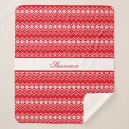 Personalisiertes Rot-Weiß-Sweatmuster Sherpadecke