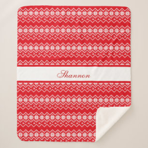 Personalisiertes Rot-Weiß-Sweatmuster Sherpadecke