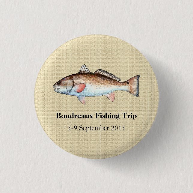Personalisiertes Rotbarsch-Fischen-Ereignis Button (Vorderseite)