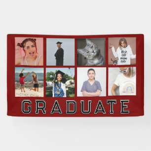 Personalisiertes rotes 8-Foto-Kollagen-Abschluss Banner