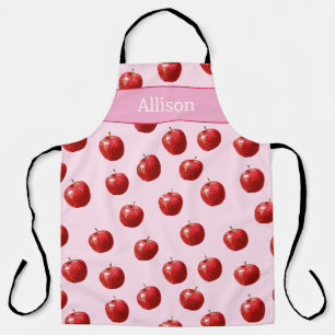 Personalisiertes rotes Apfel-Aquarellmuster nach M Schürze