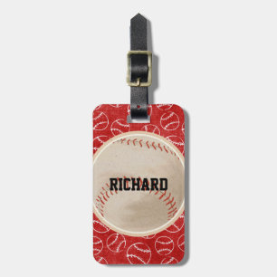 Personalisiertes rotes Baseball-Muster mit Gepäckanhänger
