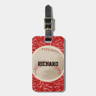 Personalisiertes rotes Baseball-Muster mit Gepäckanhänger