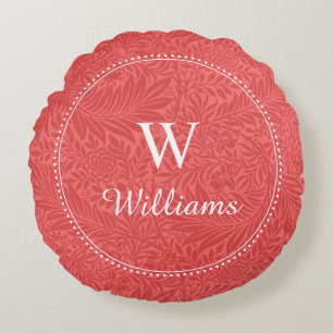Personalisiertes rotes botanisches Muster Rundes Kissen