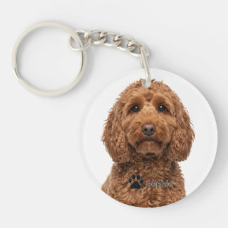 Personalisiertes rotes Cockapoo-Porträt Hund Schlü Schlüsselanhänger
