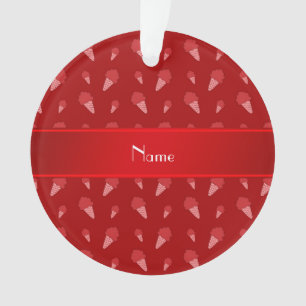 Personalisiertes rotes Eiscremenamensmuster Ornament
