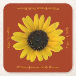 Personalisiertes Rotes Ereignis der Sonnenblumen Rechteckiger Pappuntersetzer