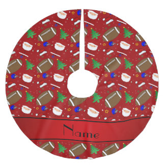 Personalisiertes rotes Fußballnamensweihnachten Polyester Weihnachtsbaumdecke