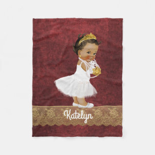 Personalisiertes rotes Goldethnische Prinzessin Fleecedecke