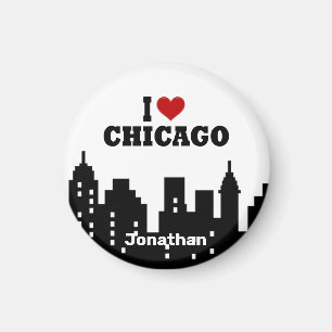 Personalisiertes Rotes Herz I Liebe Chicago Magnet