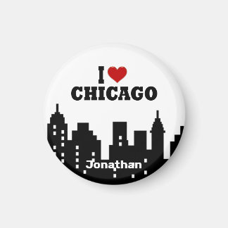 Personalisiertes Rotes Herz I Liebe Chicago Magnet