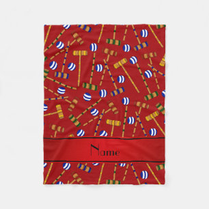 Personalisiertes rotes Krokettenmuster Fleecedecke