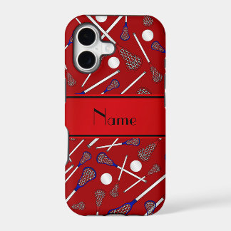 Personalisiertes rotes Lacrosse-Muster mit Namen