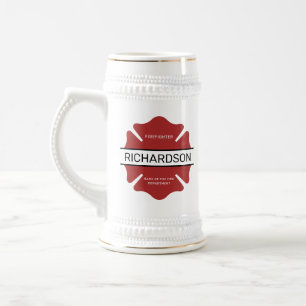Personalisiertes Rotes Logo-Symbol für den Feuerwe Bierglas