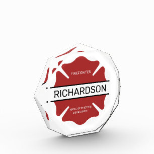 Personalisiertes Rotes Logo-Symbol für den Feuerwe Fotoblock