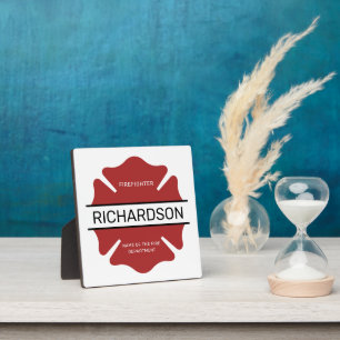 Personalisiertes Rotes Logo-Symbol für den Feuerwe Fotoplatte