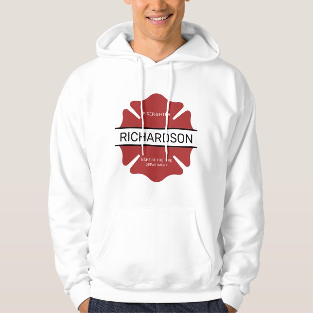 Personalisiertes Rotes Logo-Symbol für den Feuerwe Hoodie (Vorderseite)