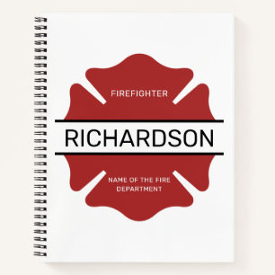 Personalisiertes Rotes Logo-Symbol für den Feuerwe Notizbuch