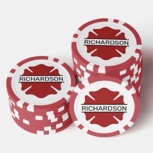 Personalisiertes Rotes Logo-Symbol für den Feuerwe Pokerchips