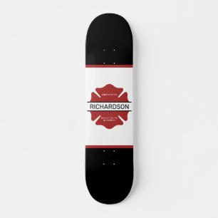 Personalisiertes Rotes Logo-Symbol für den Feuerwe Skateboard