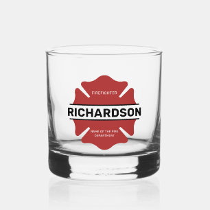 Personalisiertes Rotes Logo-Symbol für den Feuerwe Whiskyglas