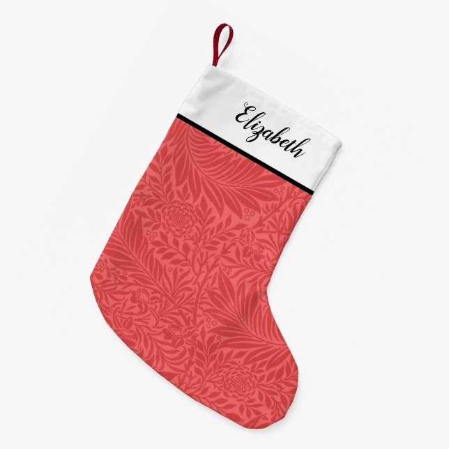 Personalisiertes rotes Muster Kleiner Weihnachtsstrumpf (Vorderansicht (hängend))