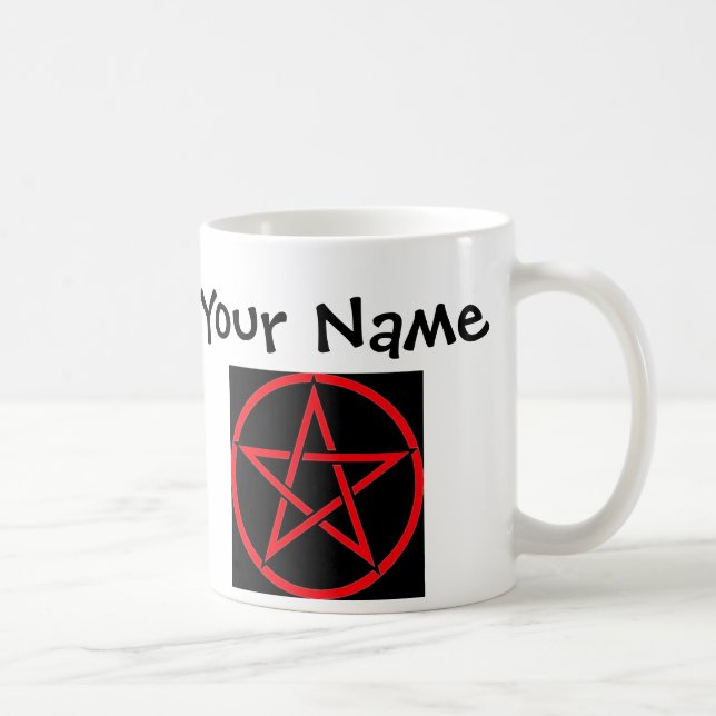 Personalisiertes Rotes Pentagramm/ Pentagramm Wick Tasse (Rechts)