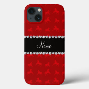Personalisiertes rotes Pferdenamensmuster Case-Mate iPhone Hülle