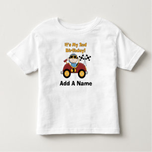 Personalisiertes rotes Rennen-Auto-2. Kleinkind T-shirt